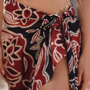 By Anthropologie Printed Silk Chiffon Sarong Skirt